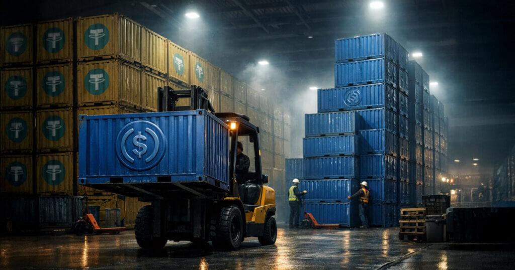 Tether still holds more cash, but Circle’s USDC is now moving more of crypto’s money